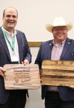 Yancey Strait and Craig Lopossa are recognized for their service to SGBI and their service on the board of directors.